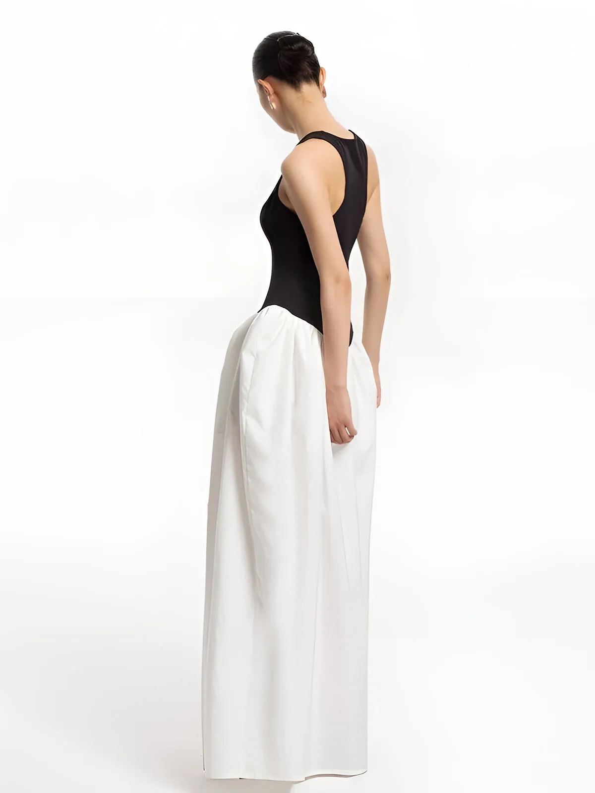 Semi-Sheer Color Block Panel Pockets Dress sold by COMMENSE product image thumbnail 4