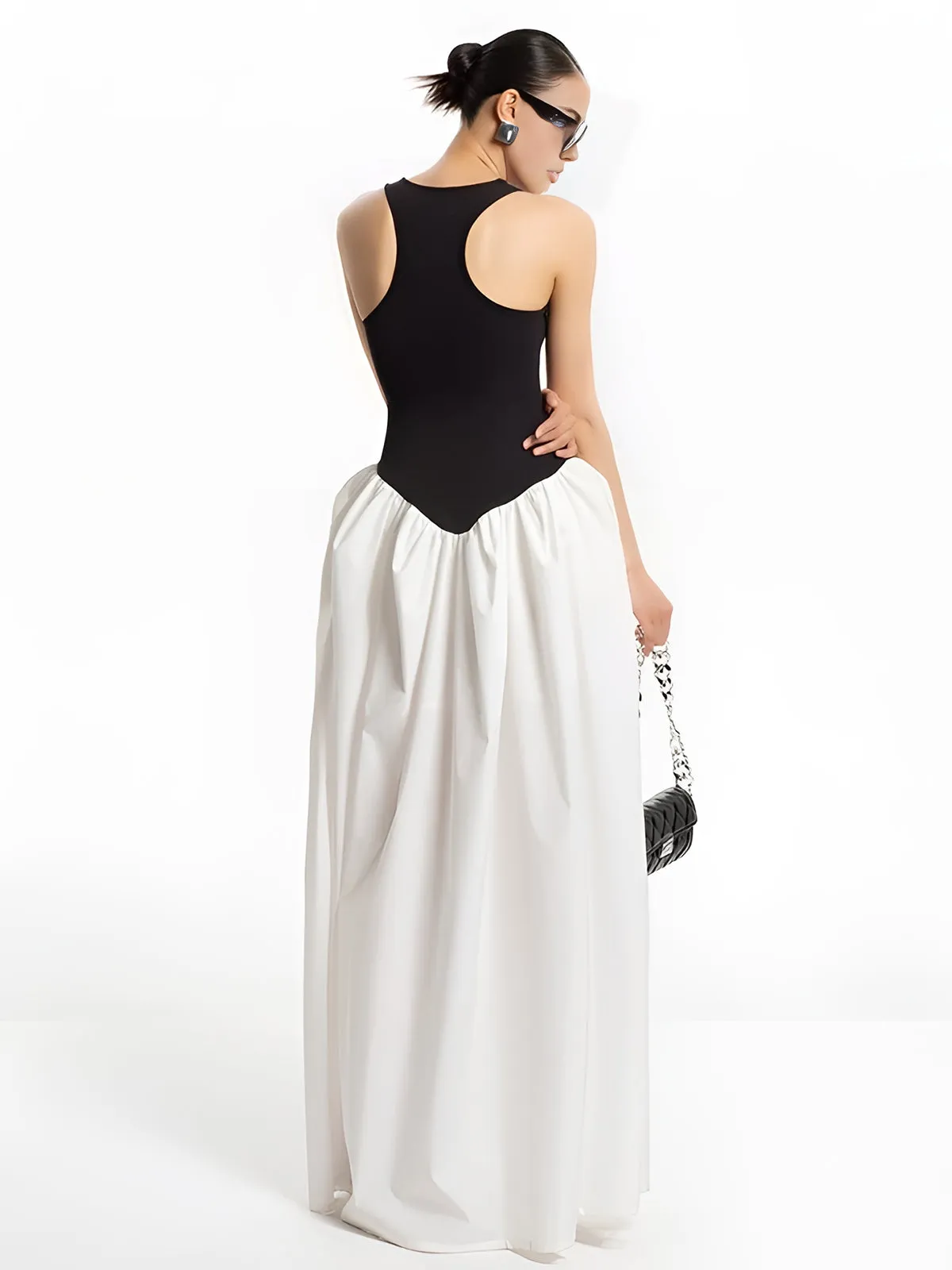 Semi-Sheer Color Block Panel Pockets Dress sold by COMMENSE product image thumbnail 5