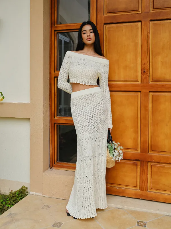 Cotton Crochet Sweater Skirt sold by COMMENSE