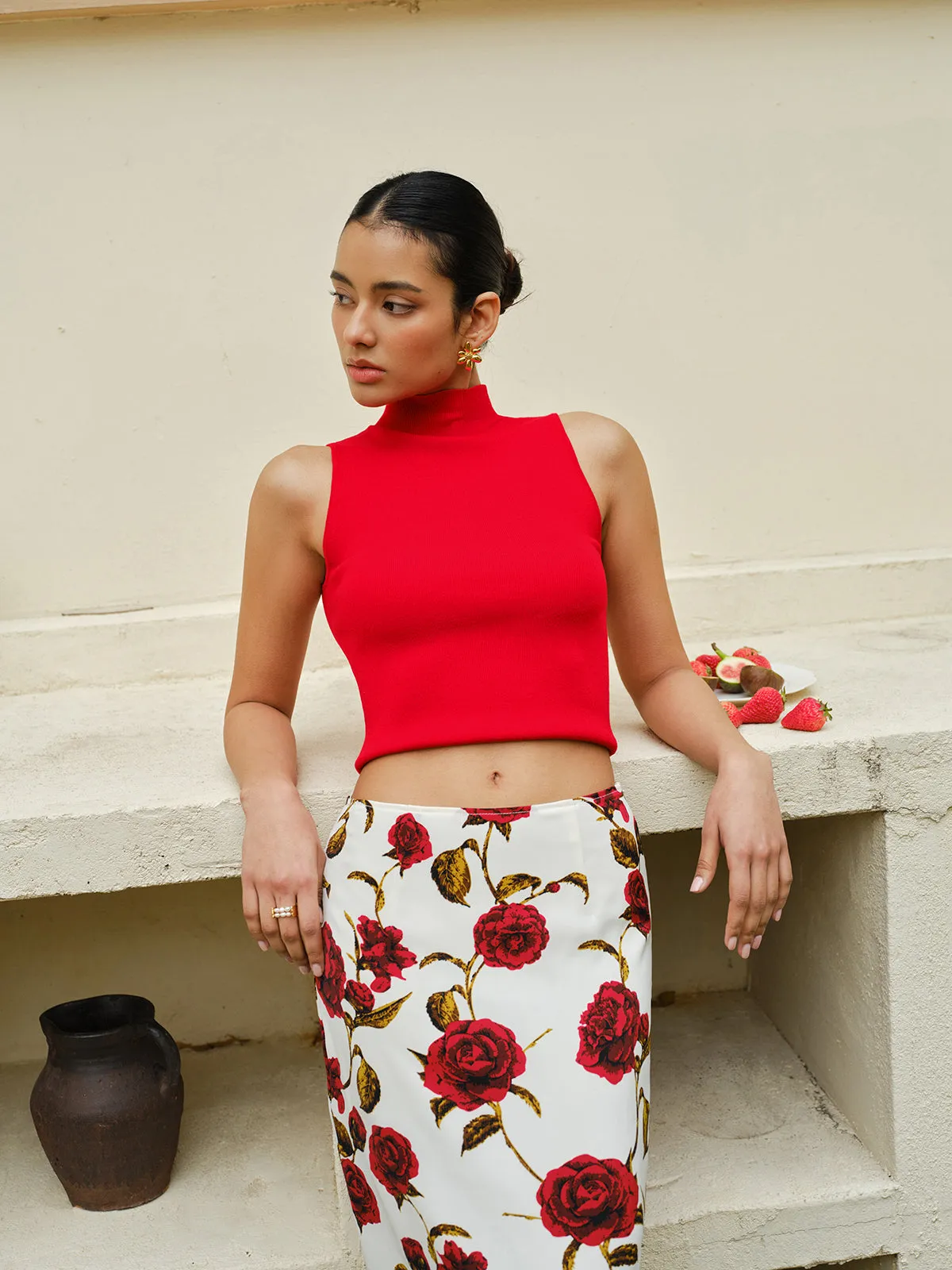 Knit Mock Neck Sleeveless Crop Top sold by COMMENSE product image thumbnail 2