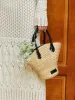 Leather Handles Straw Tote Bag sold by COMMENSE