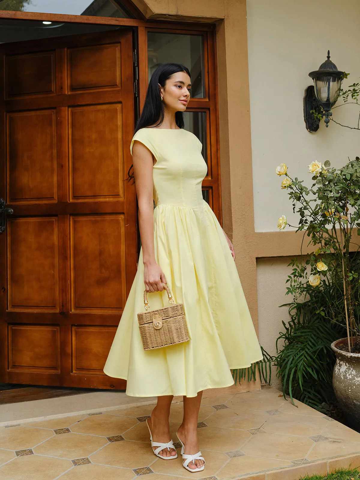 Open-Back Cap Sleeve Dress sold by COMMENSE product image thumbnail 5