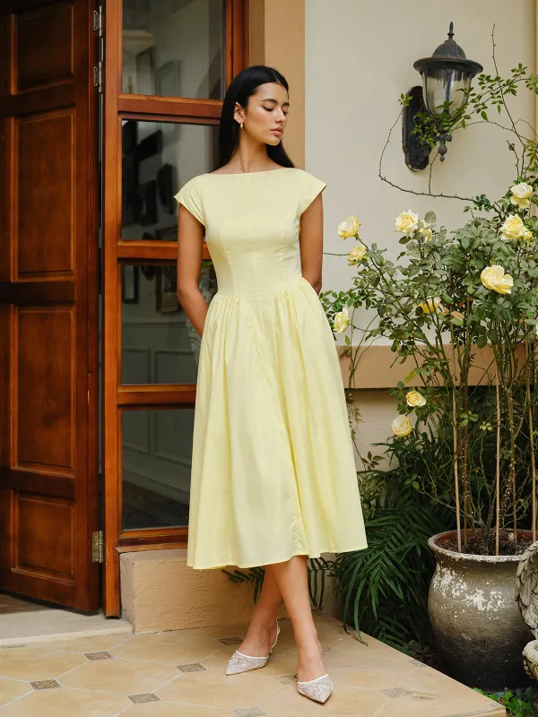 Open-Back Cap Sleeve Dress sold by COMMENSE