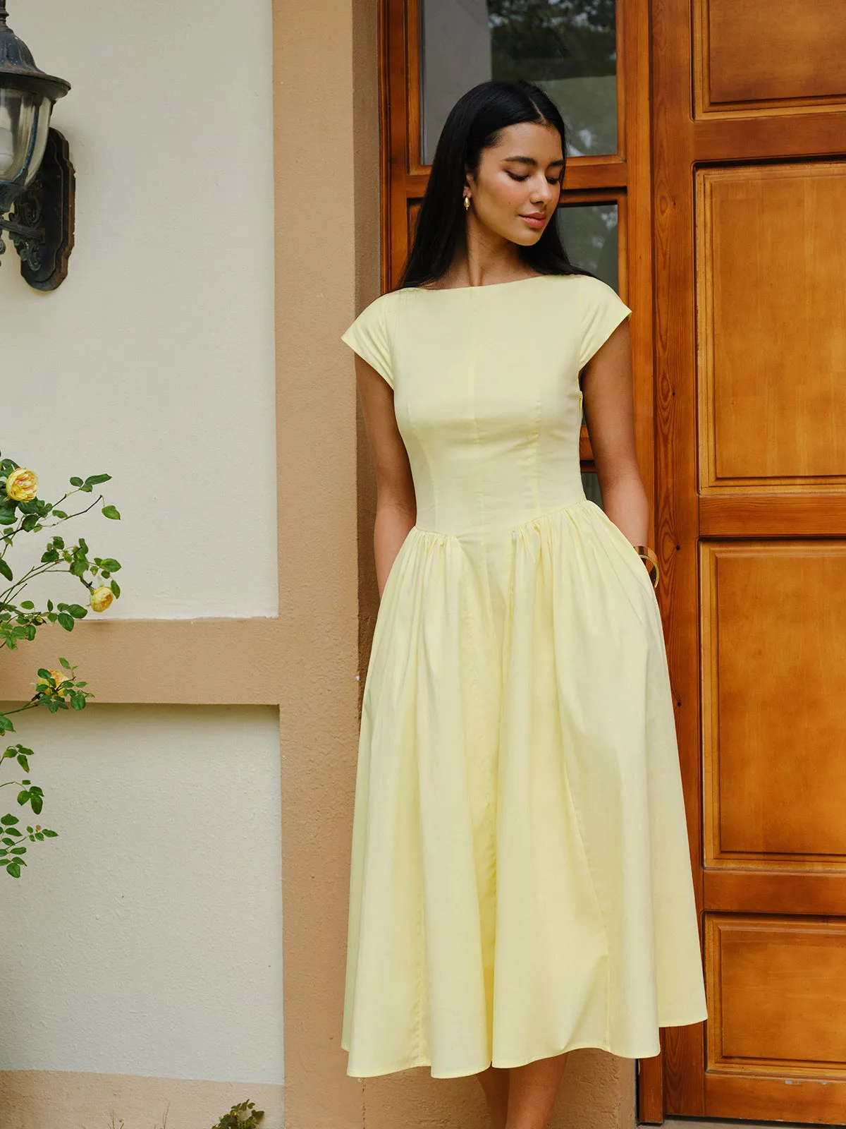 Open-Back Cap Sleeve Dress sold by COMMENSE product image thumbnail 2