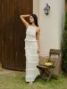 Smocked Halter Crop Top With Tiered Skirt Set sold by COMMENSE