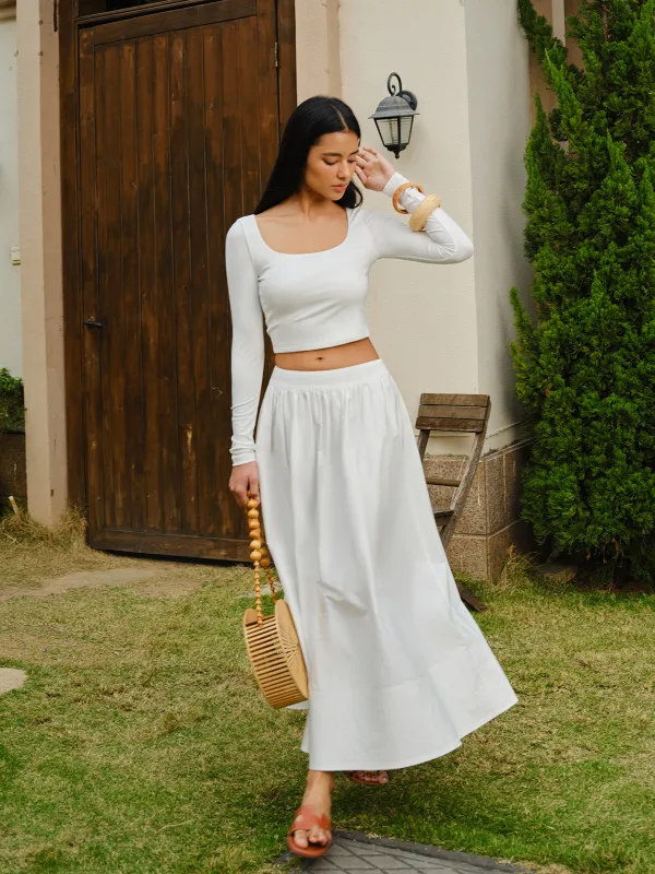 Scoop Neck Long Sleeve Crop Top sold by COMMENSE