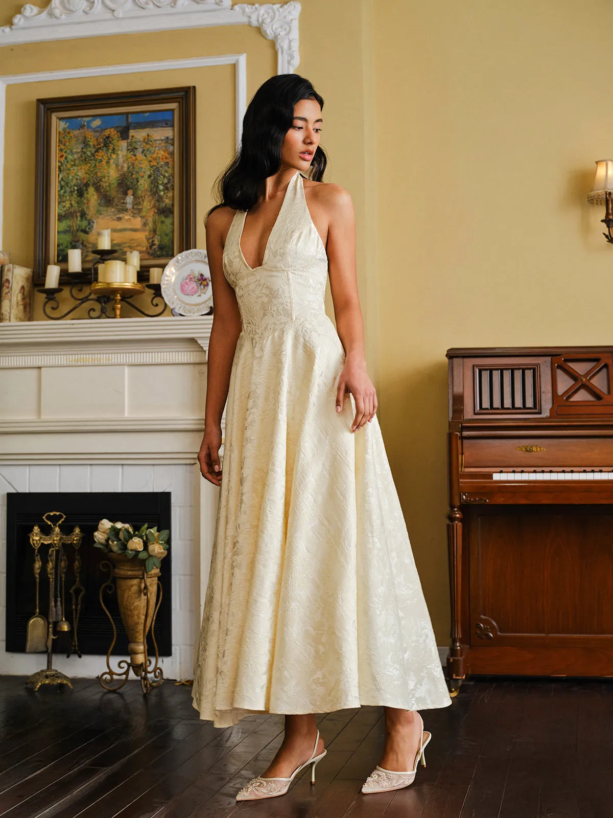 Vintage Halter Lace-Up Back Dress sold by COMMENSE product image thumbnail 5