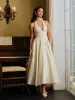 Vintage Halter Lace-Up Back Dress sold by COMMENSE