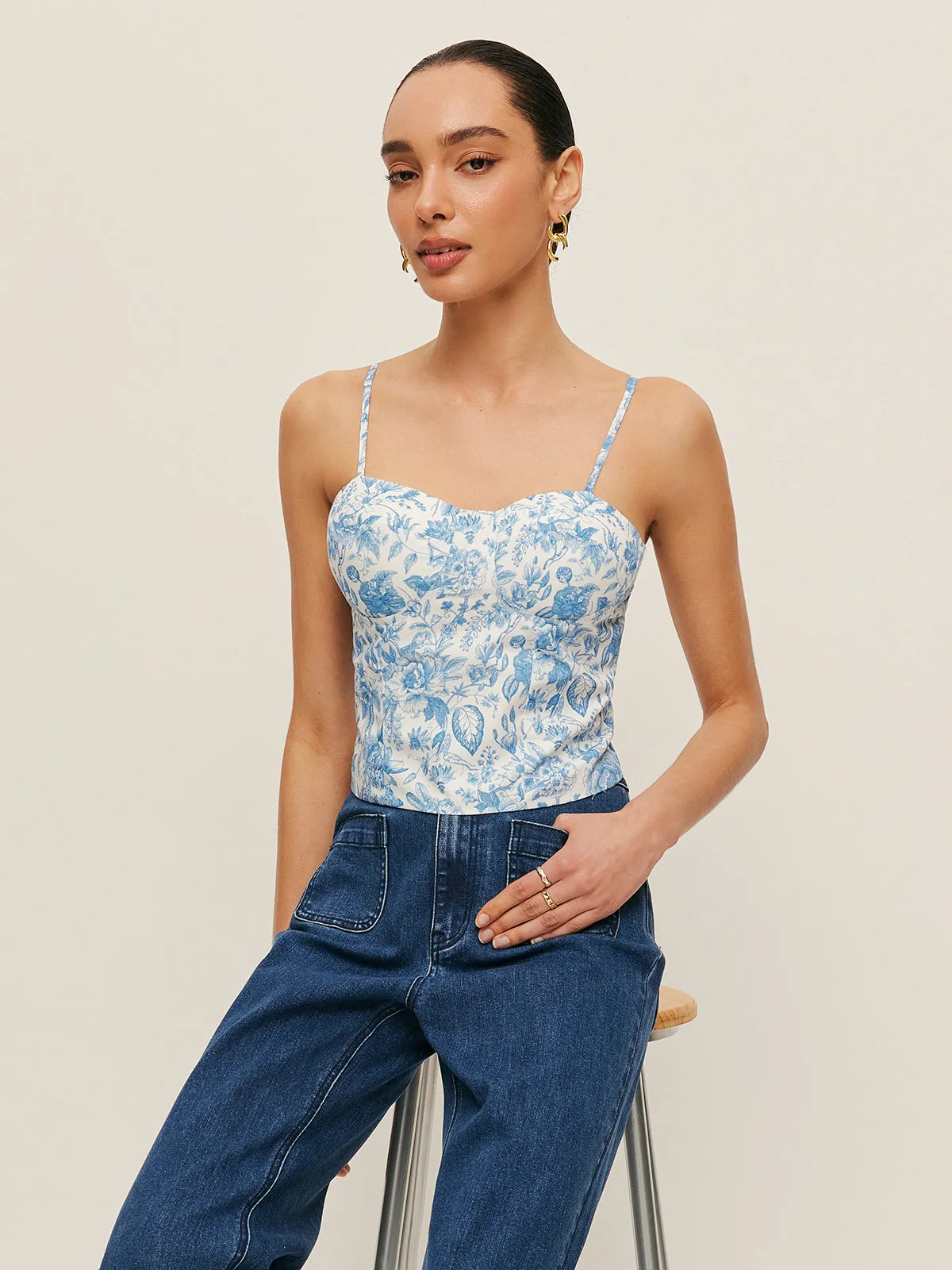 Floral Print Corset Crop Top sold by COMMENSE product image thumbnail 5
