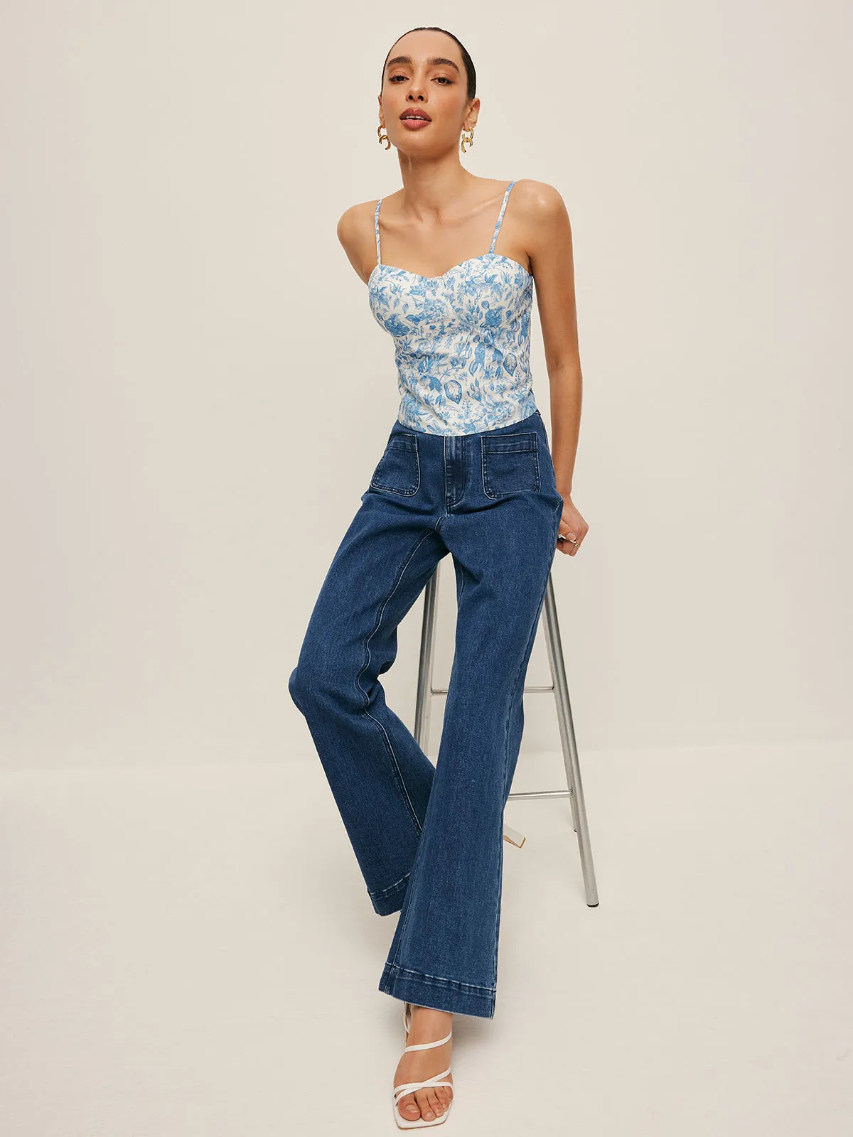 Floral Print Corset Crop Top sold by COMMENSE product image thumbnail 2