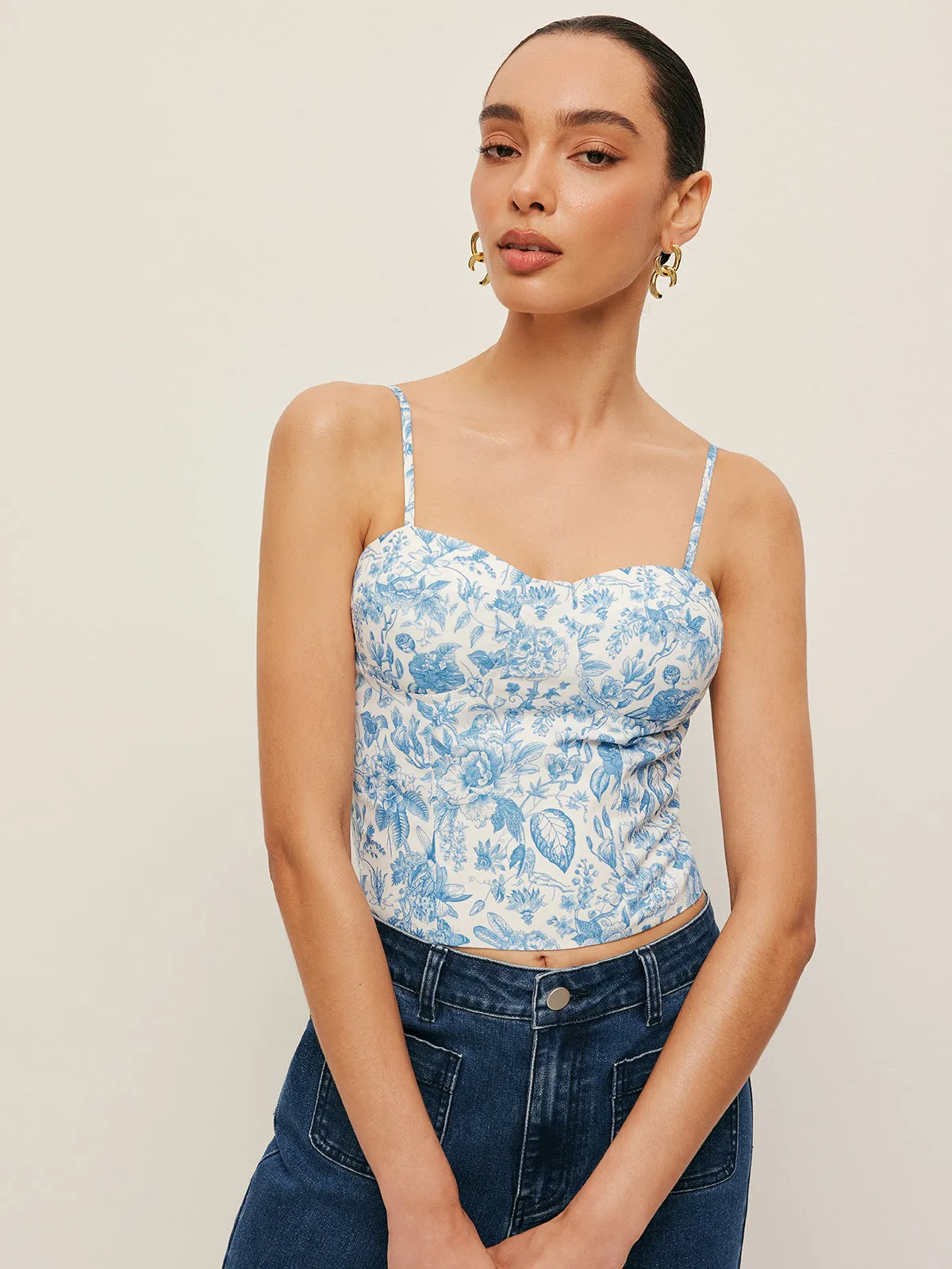 Floral Print Corset Crop Top sold by COMMENSE product image thumbnail 4
