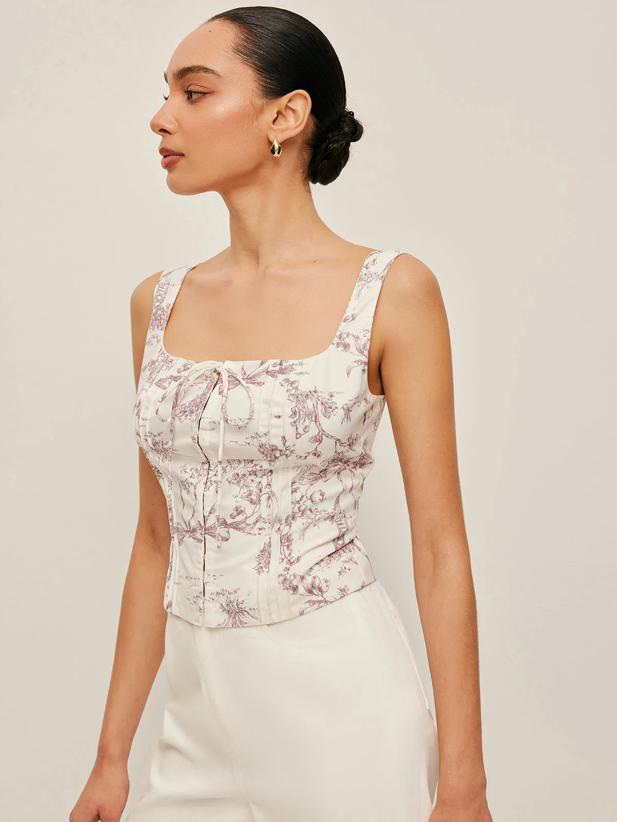 Printed Corset Top With Front Hook Closure sold by COMMENSE product image thumbnail 2