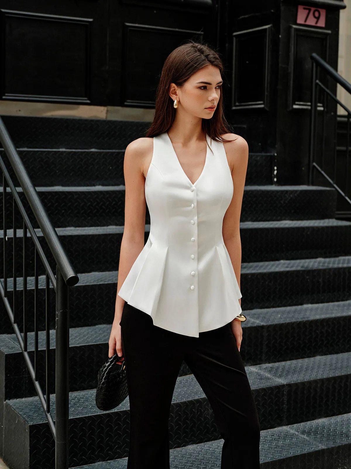 Satin Tailored Buttoned Vest sold by COMMENSE product image thumbnail 3