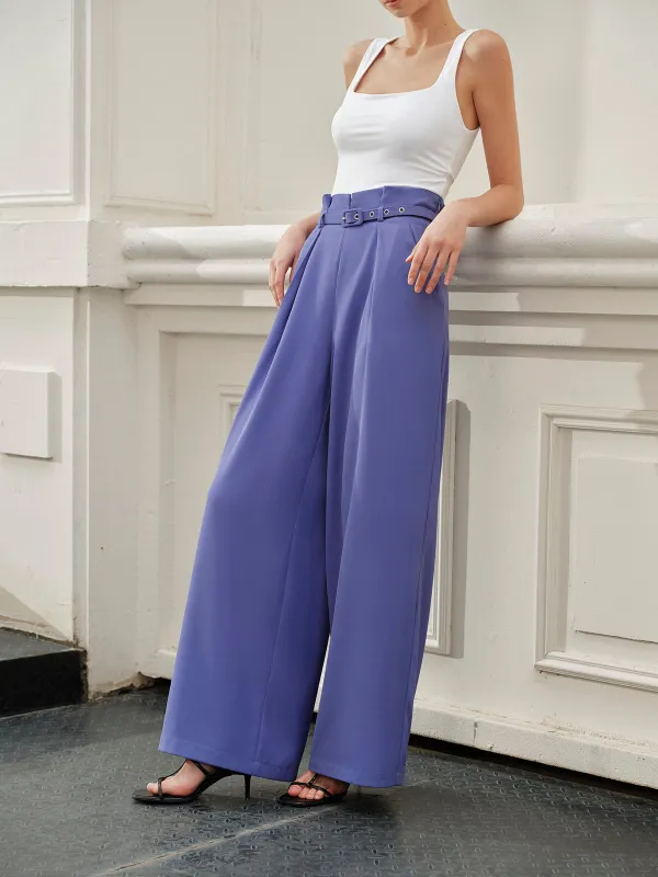 High-Waist Belted Wide-Leg Pants sold by COMMENSE
