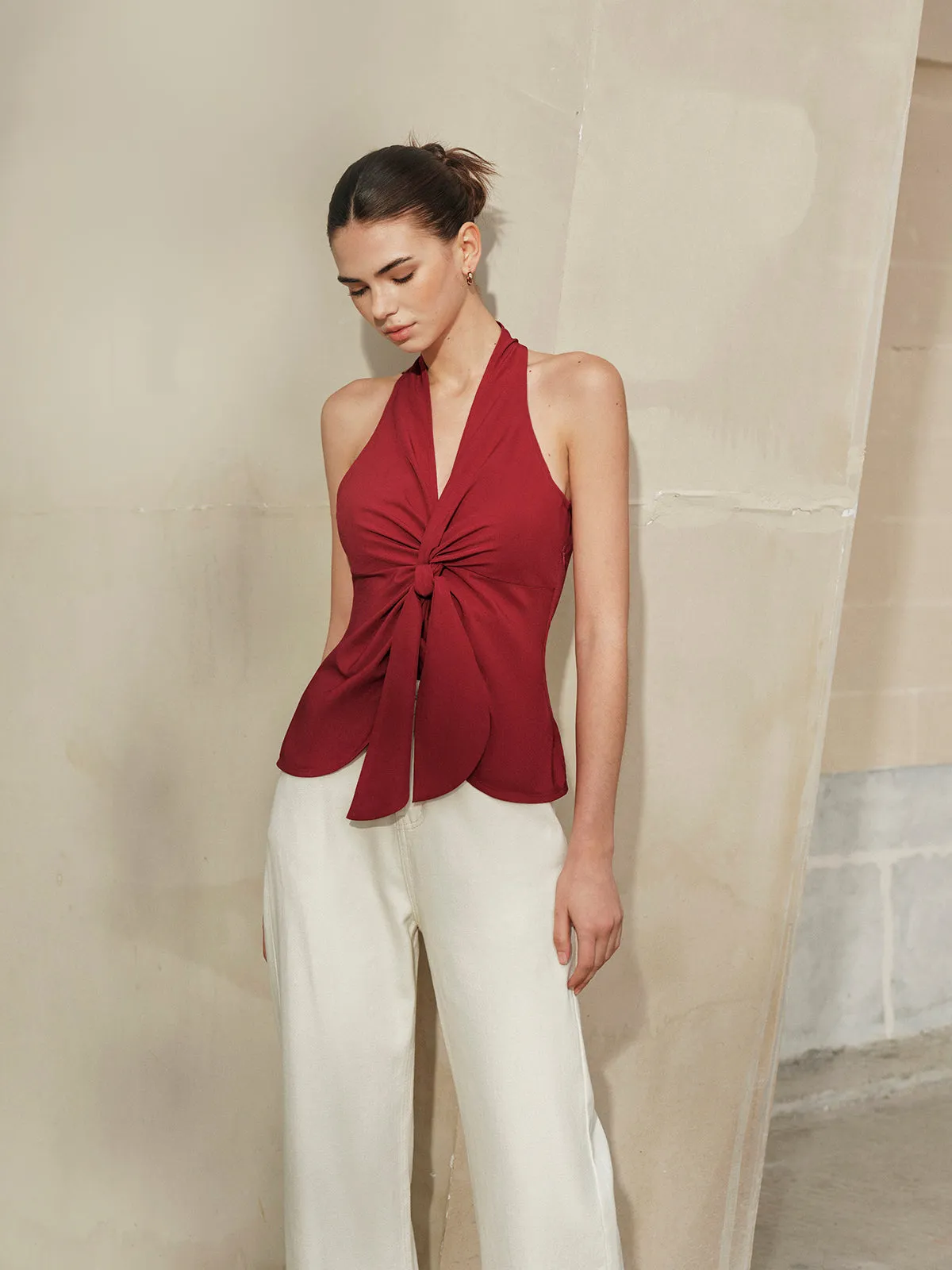 Halter Neck Knotted Front Top sold by COMMENSE product image thumbnail 3