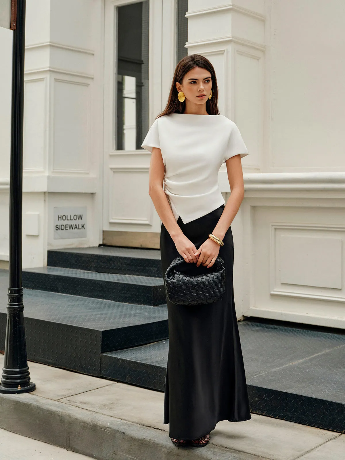 Asymmetric Hem Ruched T-Shirt sold by COMMENSE product image thumbnail 2