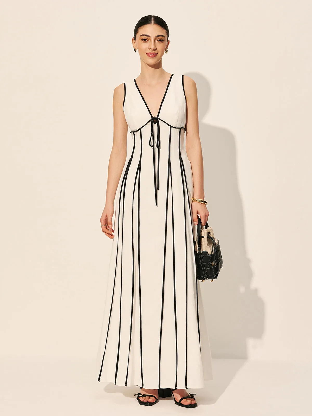 Contrast Trim Dress With Pockets sold by COMMENSE product image thumbnail 5