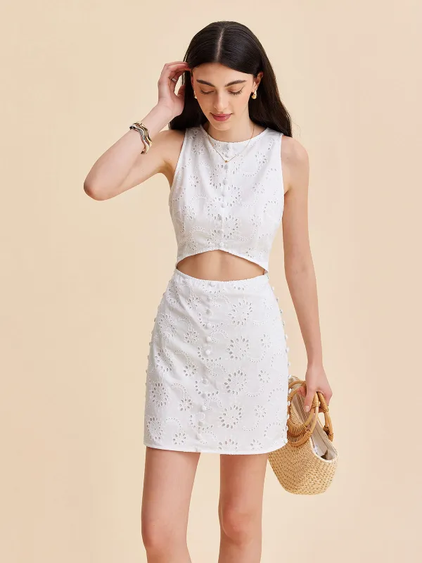 Cotton Eyelet Cut-out Dress sold by COMMENSE