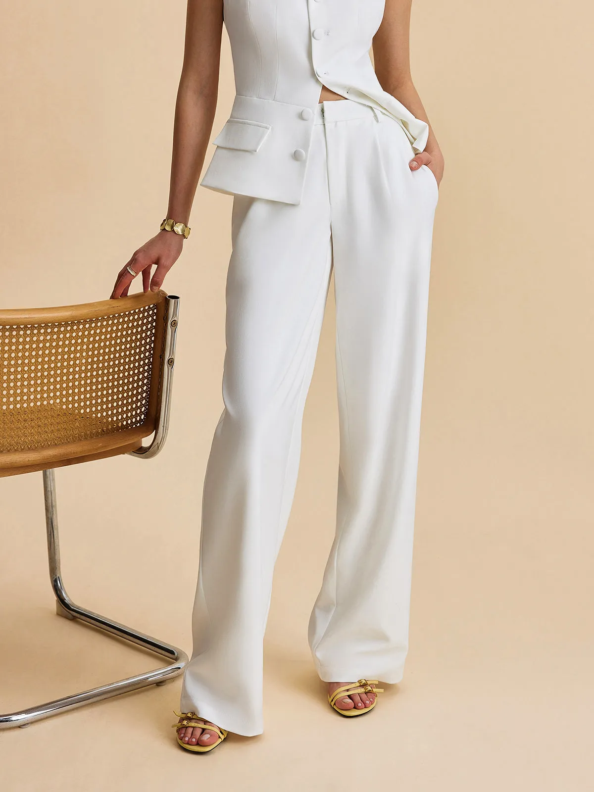 Pockets Buttoned Sleeveless Pants Set sold by COMMENSE product image thumbnail 4