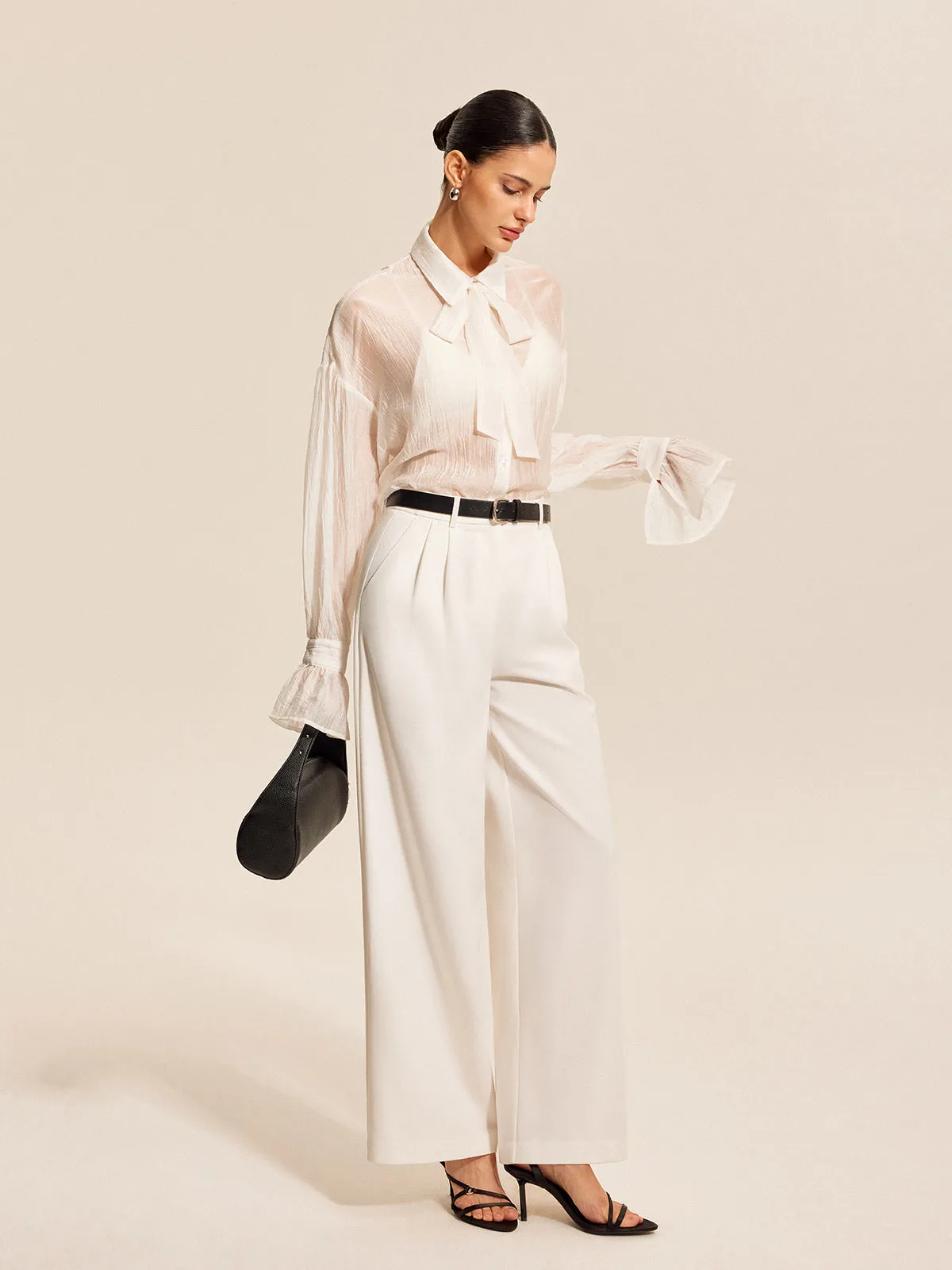 Sheer Bow Tie Blouse sold by COMMENSE product image thumbnail 3