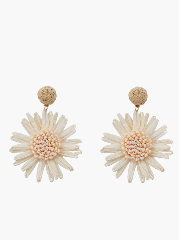 Raffia Flower Drop Earrings sold by COMMENSE
