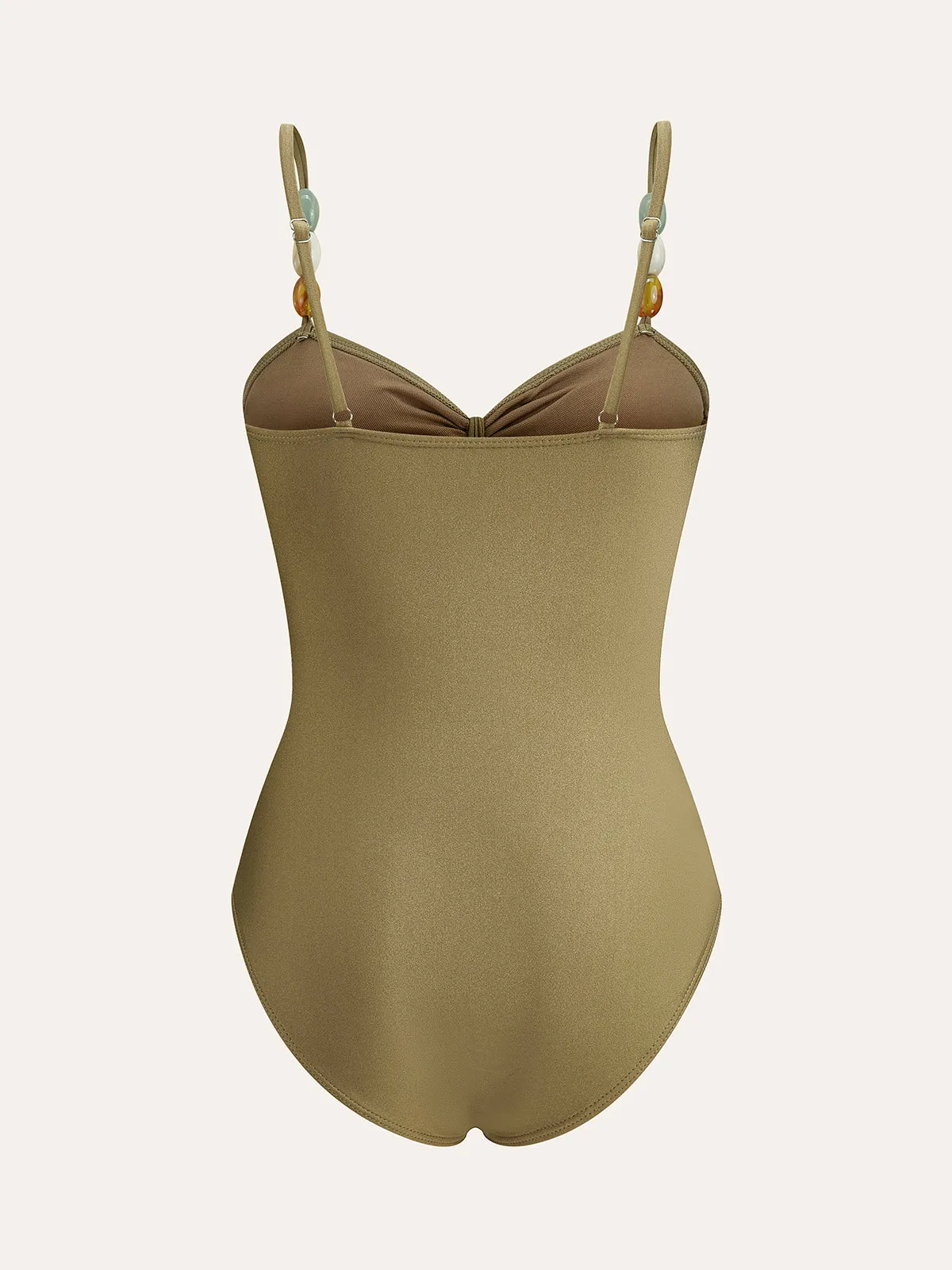 Beaded Strap Cut-out One-Piece Swimsuit sold by COMMENSE product image thumbnail 2