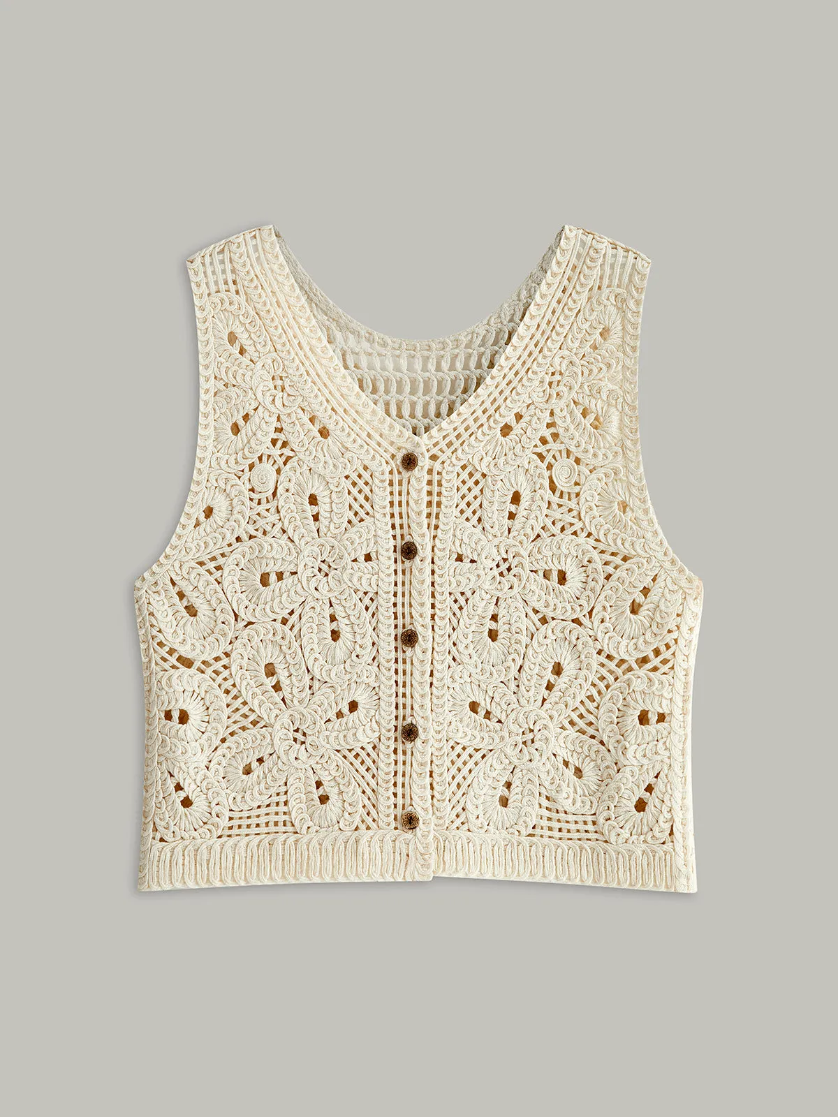 Crochet Buttoned Vest sold by COMMENSE