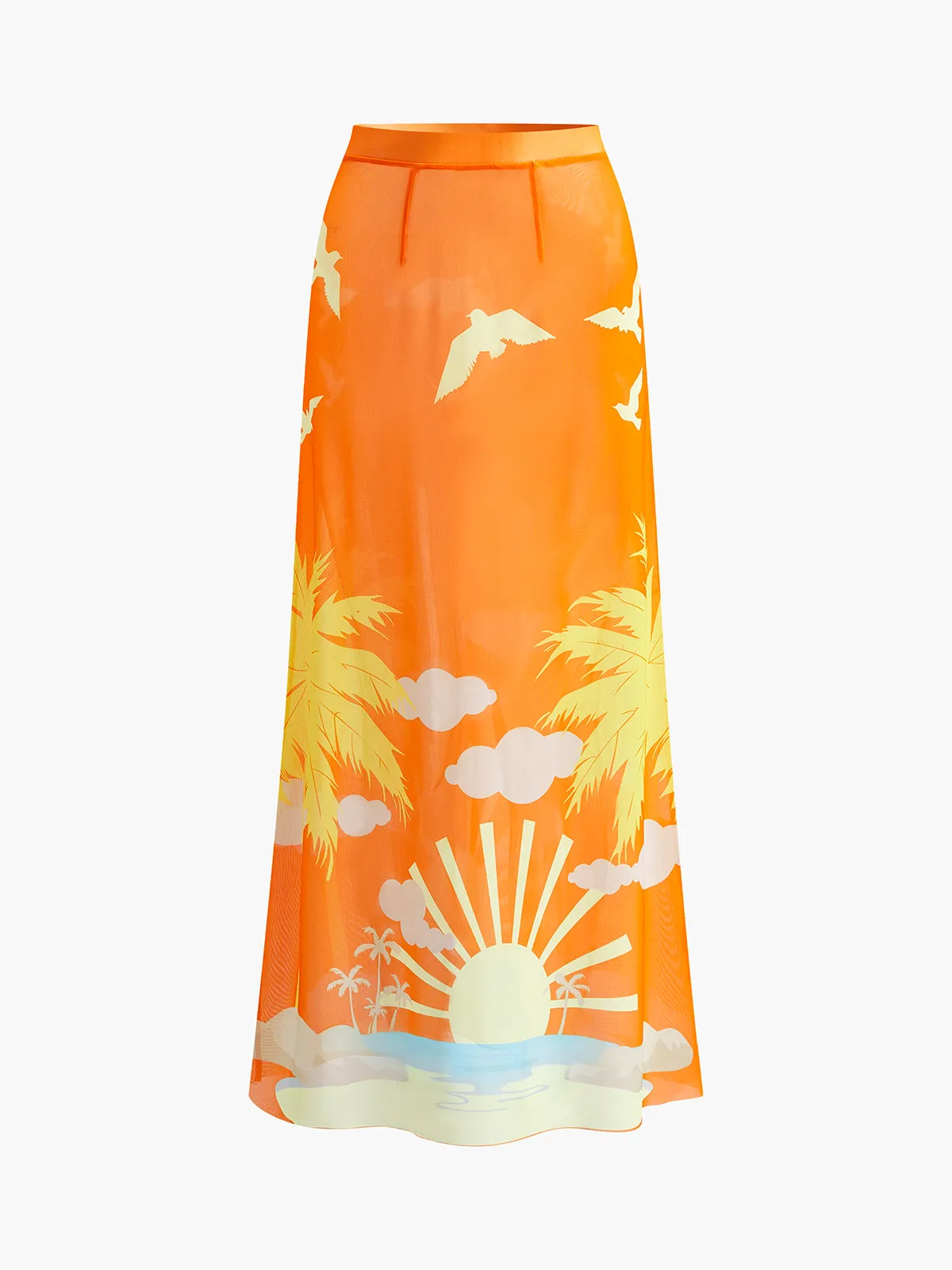 Tropical Print Cover-Up Skirt sold by COMMENSE