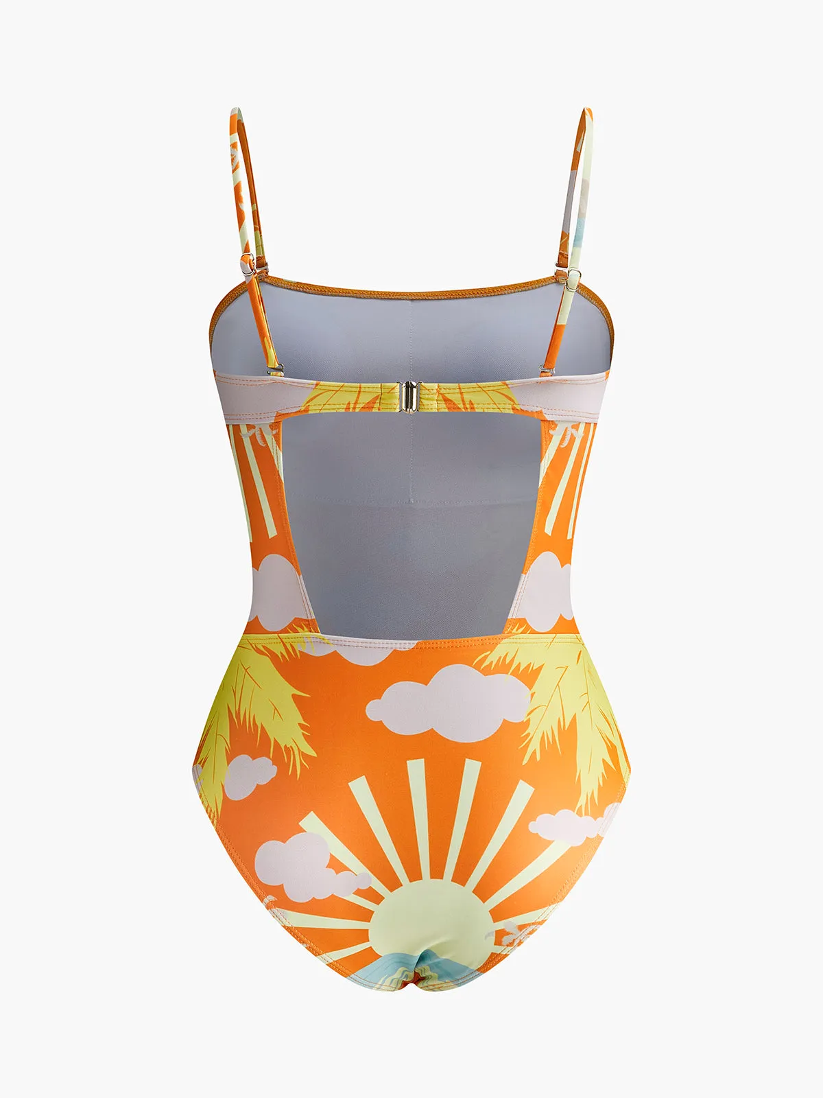 Tropical Print Back Cut-Out One-Piece Swimsuit sold by COMMENSE product image thumbnail 2