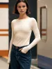 Semi-Sheer Finger Hole Plisse Top sold by COMMENSE