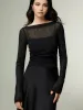 Straight Neck Sheer Panel Jersey Top sold by COMMENSE
