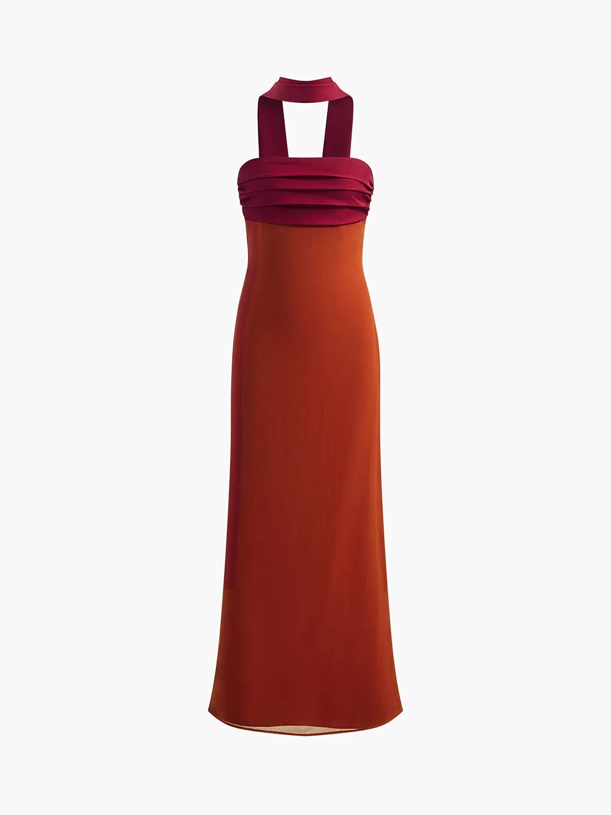 Semi-Sheer Pleated Panel Slit Long Dress sold by COMMENSE