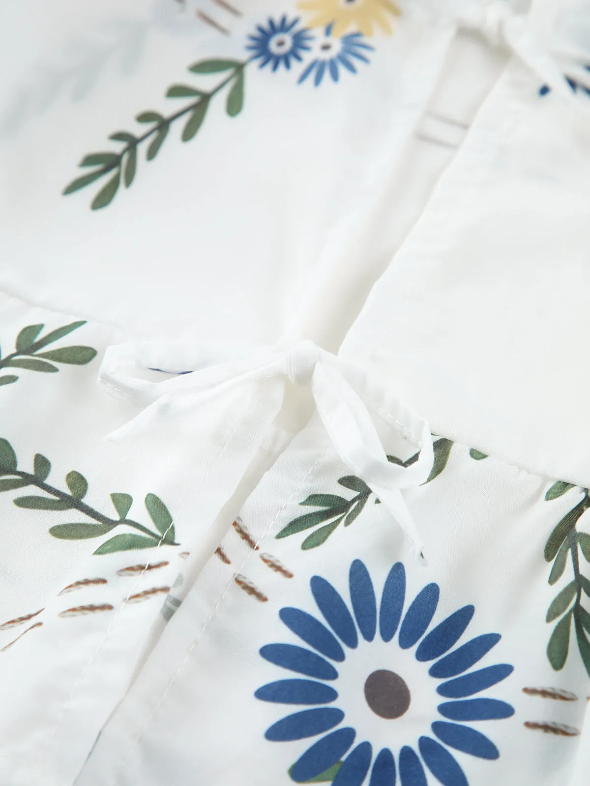 Semi-Sheer Tie Front Floral Blouse sold by COMMENSE product image thumbnail 5