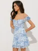 Semi-Sheer Floral Print Ruffle Short Dress sold by COMMENSE