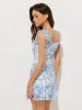 Semi-Sheer Floral Print Ruffle Short Dress sold by COMMENSE