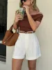 Semi-Sheer Mid-Waist Shorts Without Belt sold by COMMENSE