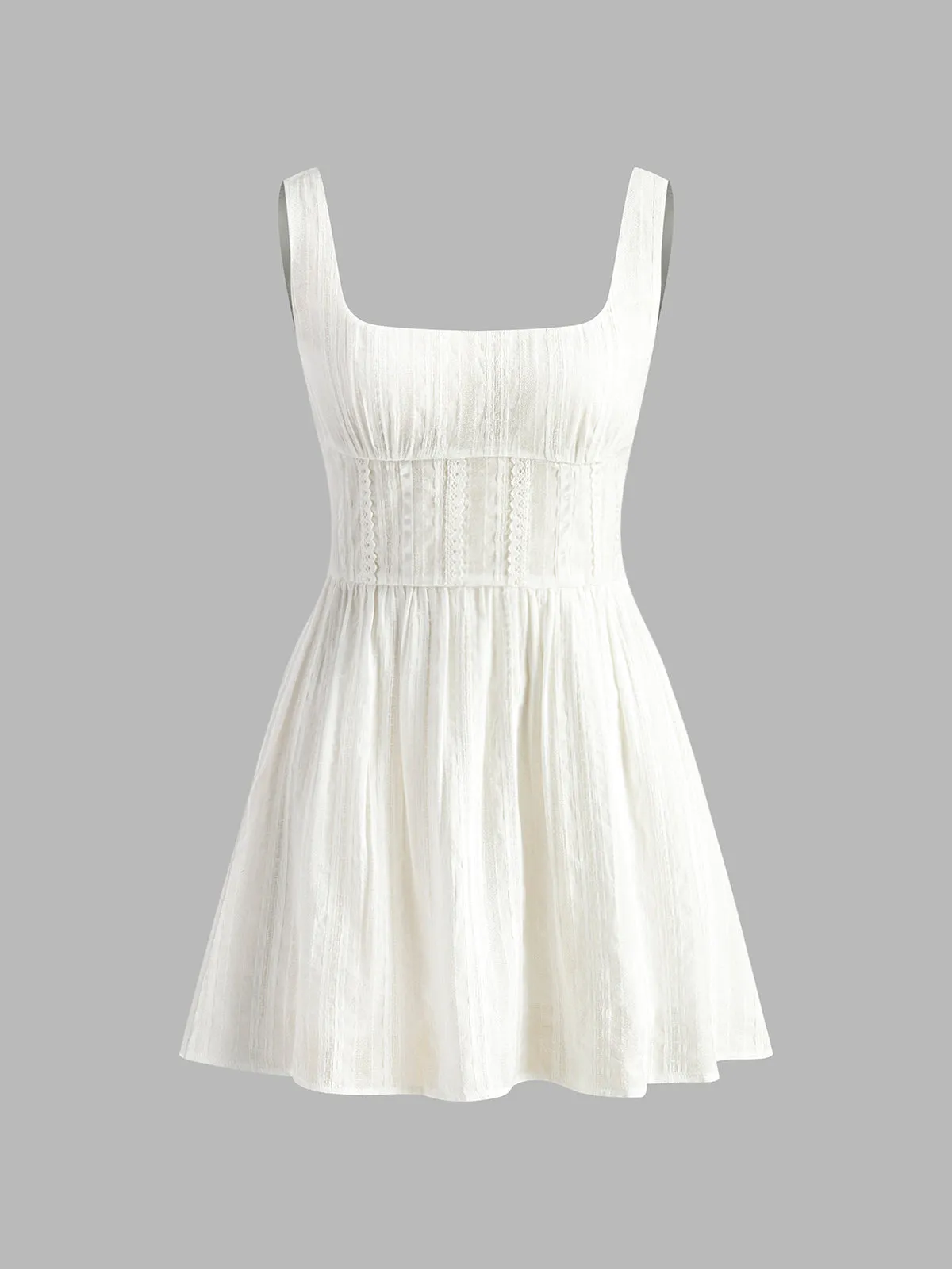 Semi-Sheer Solid Square Neckline Short Dress sold by COMMENSE product image thumbnail 5