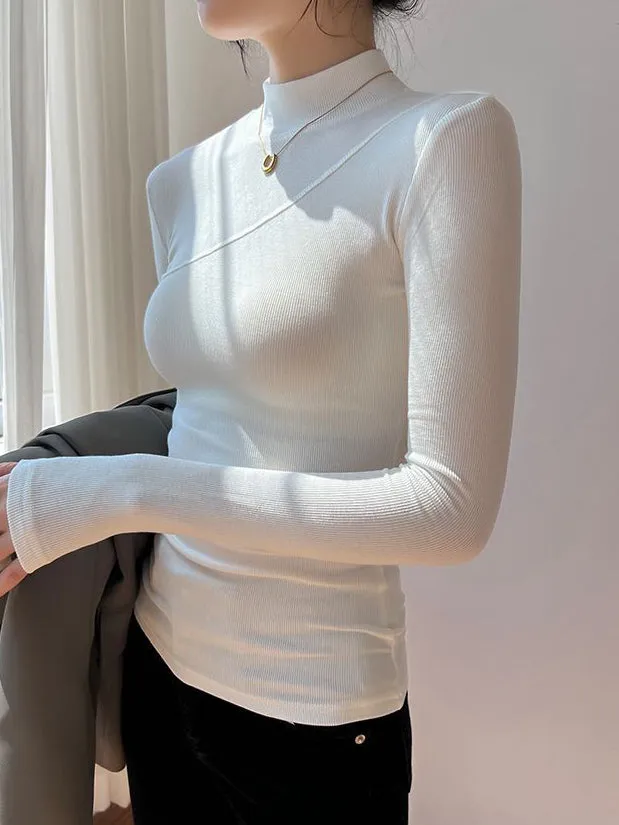 Semi-Sheer Mock Neck Long Sleeve Top sold by COMMENSE product image thumbnail 2