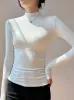 Semi-Sheer Mock Neck Long Sleeve Top sold by COMMENSE