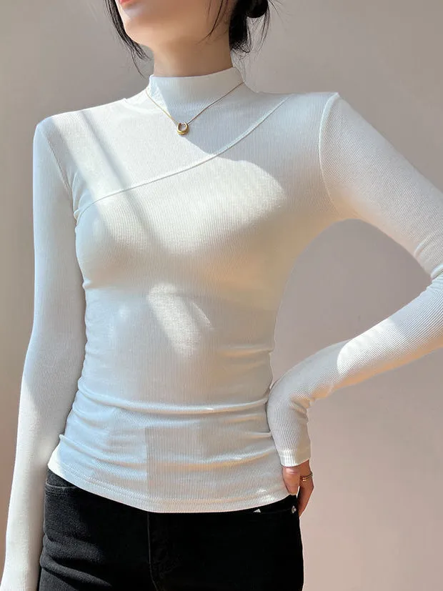 Semi-Sheer Mock Neck Long Sleeve Top sold by COMMENSE product image thumbnail 4