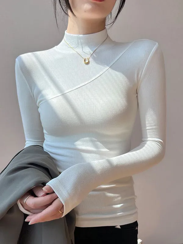 Semi-Sheer Mock Neck Long Sleeve Top sold by COMMENSE product image thumbnail 3