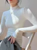 Semi-Sheer Mock Neck Long Sleeve Top sold by COMMENSE