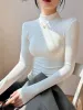 Semi-Sheer Mock Neck Long Sleeve Top sold by COMMENSE