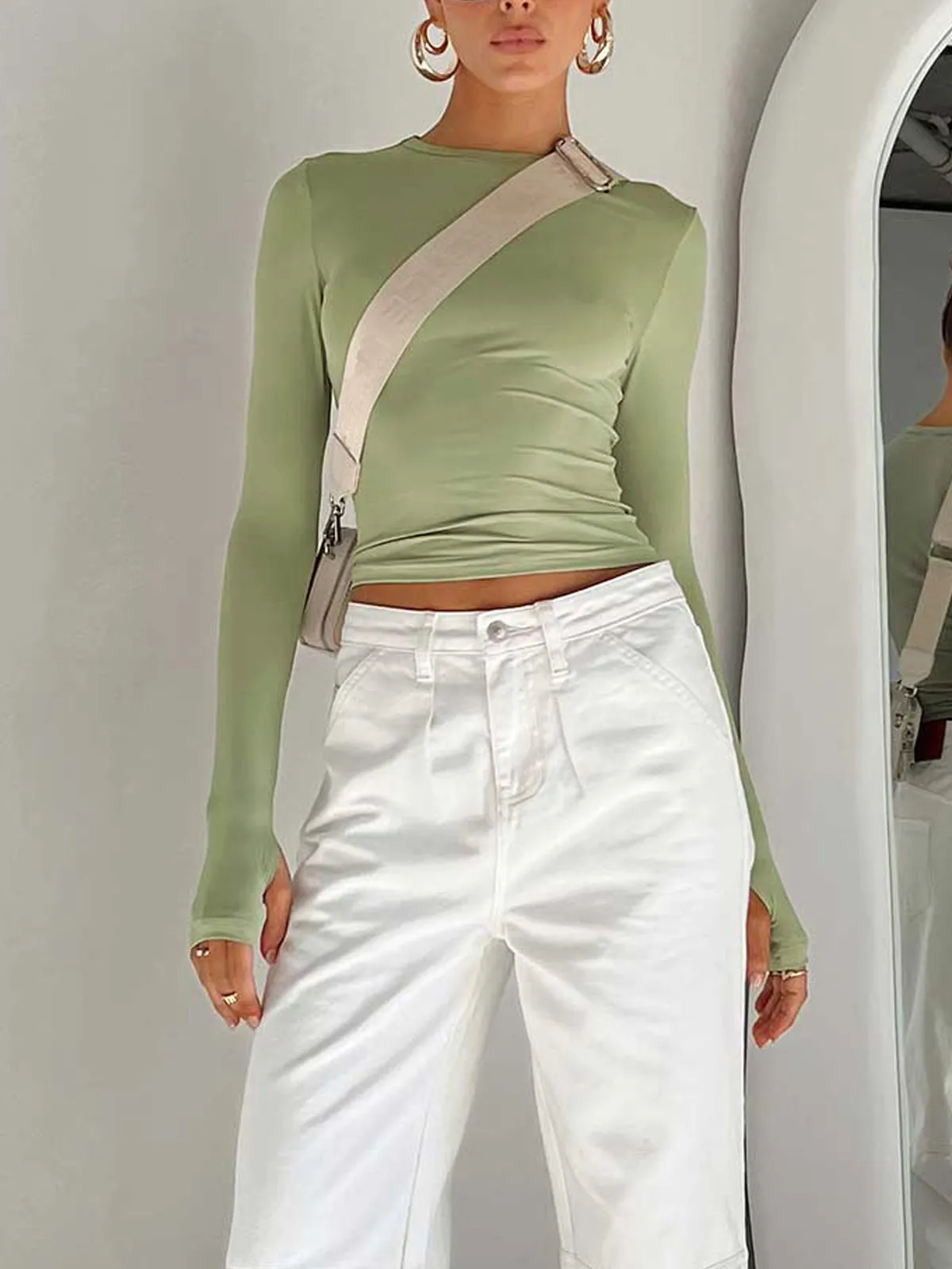 Semi-Sheer Long Sleeve Crop Top sold by COMMENSE product image thumbnail 2