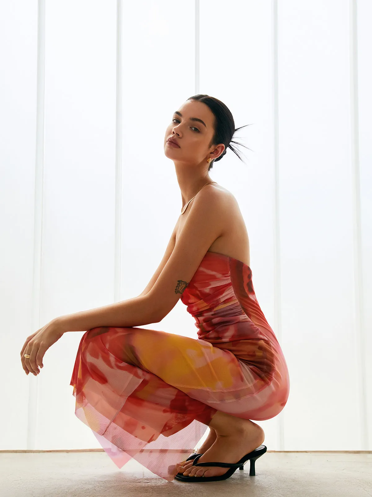 Semi-Sheer Mesh Midi Tube Dress sold by COMMENSE product image thumbnail 2