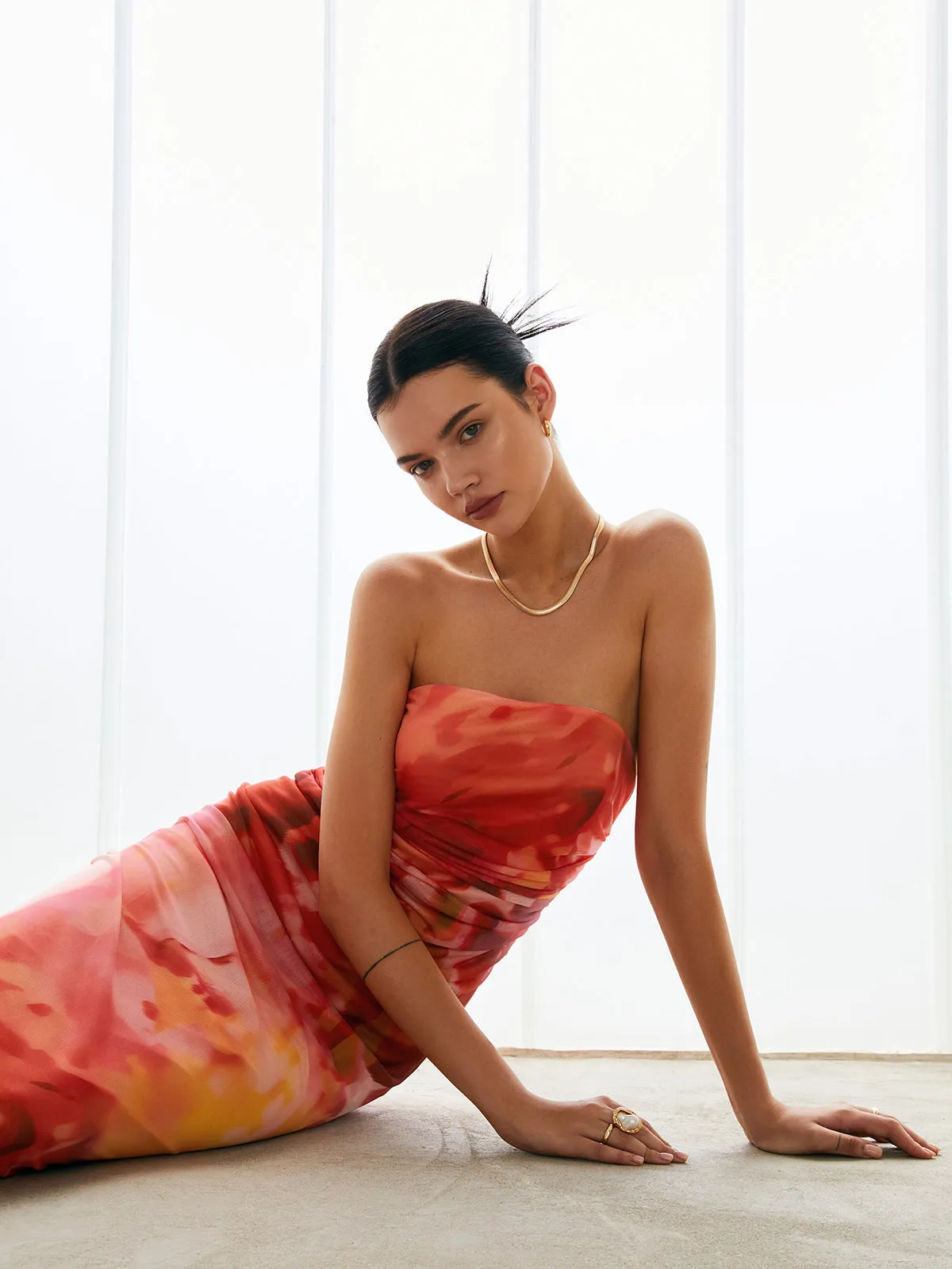 Semi-Sheer Mesh Midi Tube Dress sold by COMMENSE product image thumbnail 3