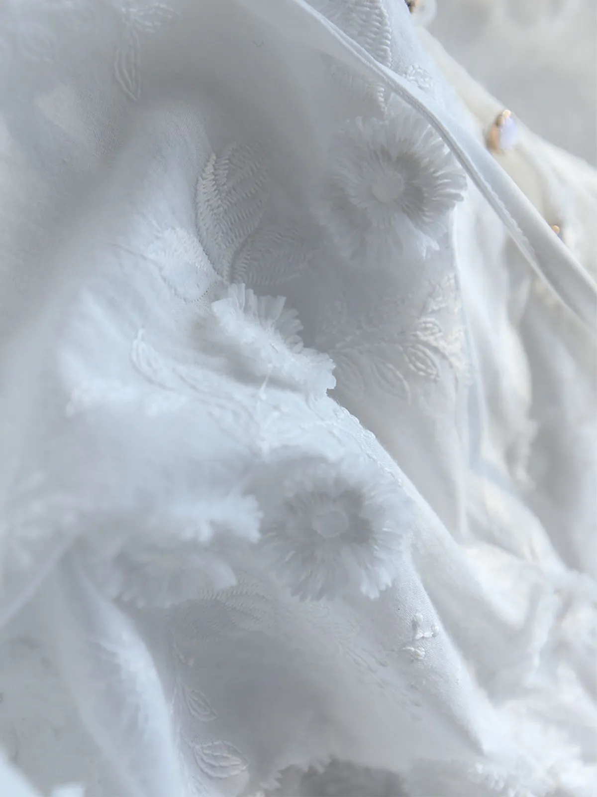 Oversized Semi-Sheer Embroidered Floral Blouse sold by COMMENSE product image thumbnail 4