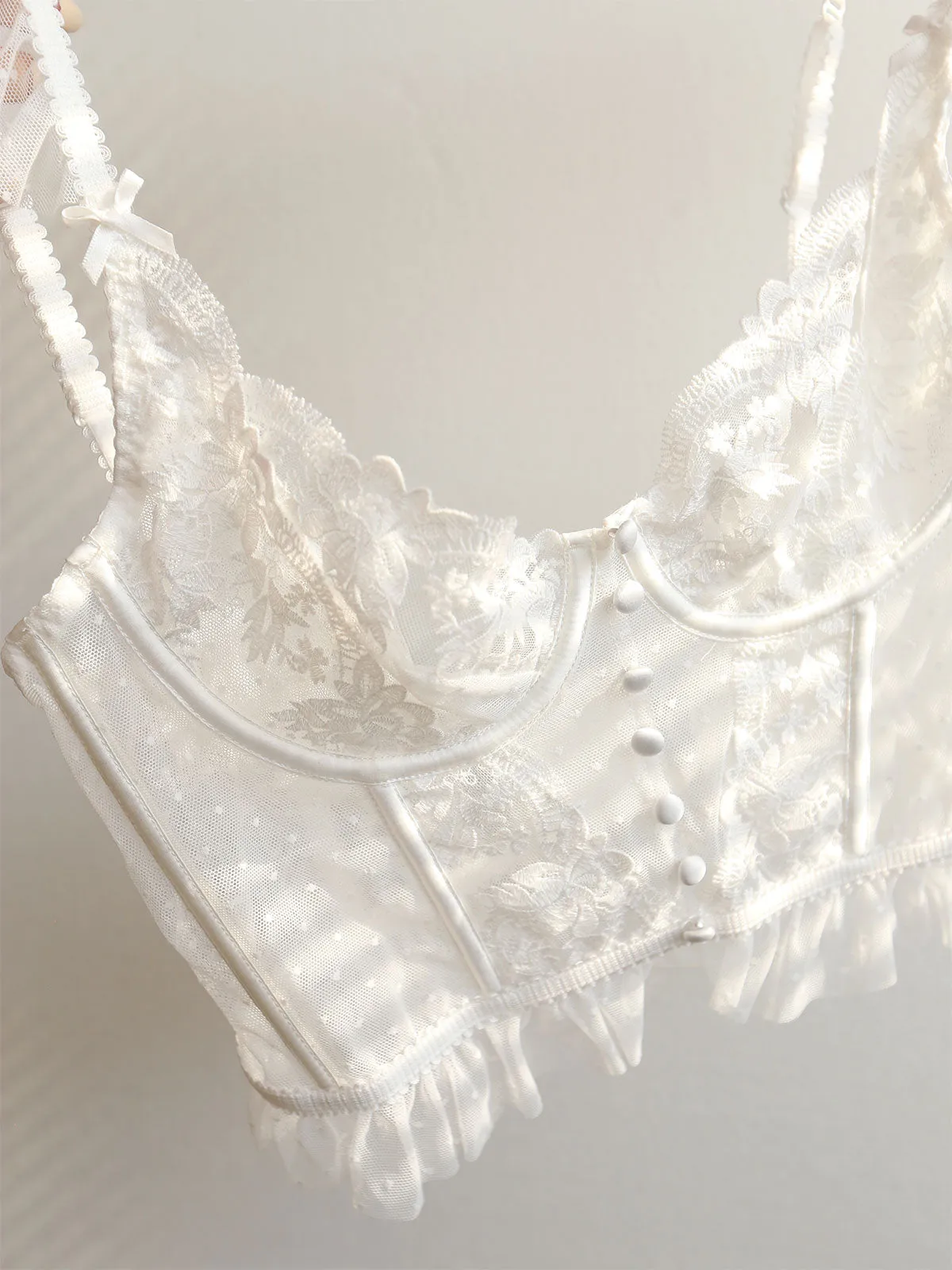 Floral Sheer Lace Mesh Corset Crop Top sold by COMMENSE product image thumbnail 2