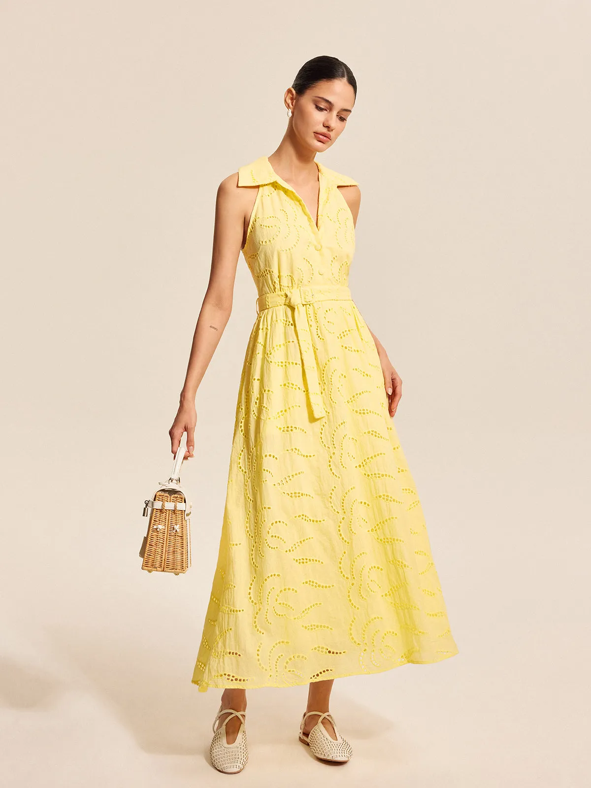 Cotton Belted Embroidered Dress sold by COMMENSE product image thumbnail 2