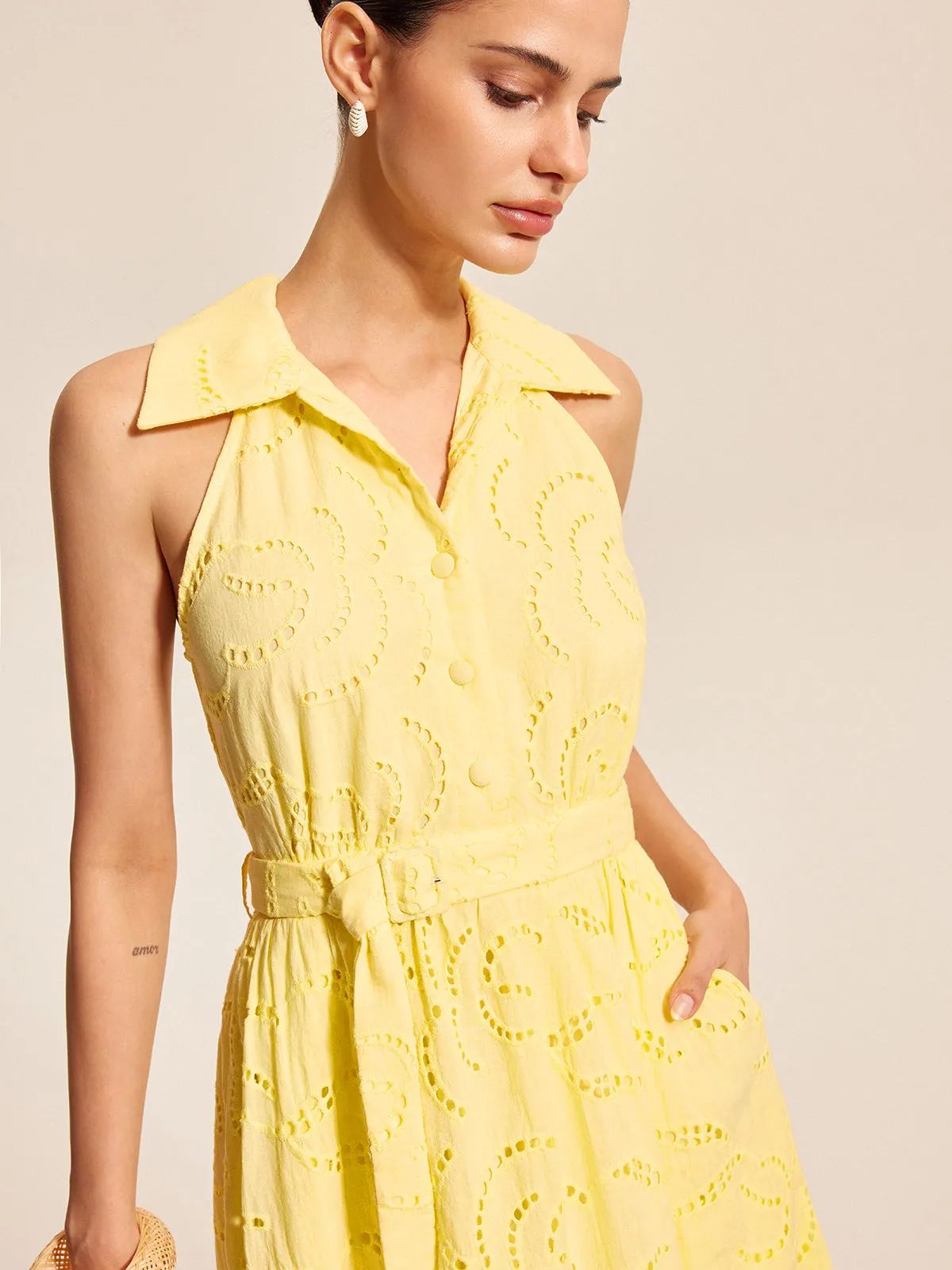 Cotton Belted Embroidered Dress sold by COMMENSE product image thumbnail 5